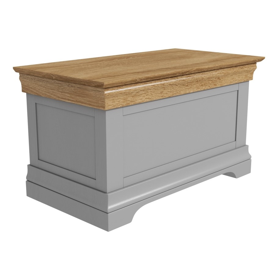 GRADE A1 - Loire Two Tone Blanket Box in Grey and Oak