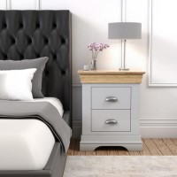 Loire Two Tone Bedside Table in Grey and Oak