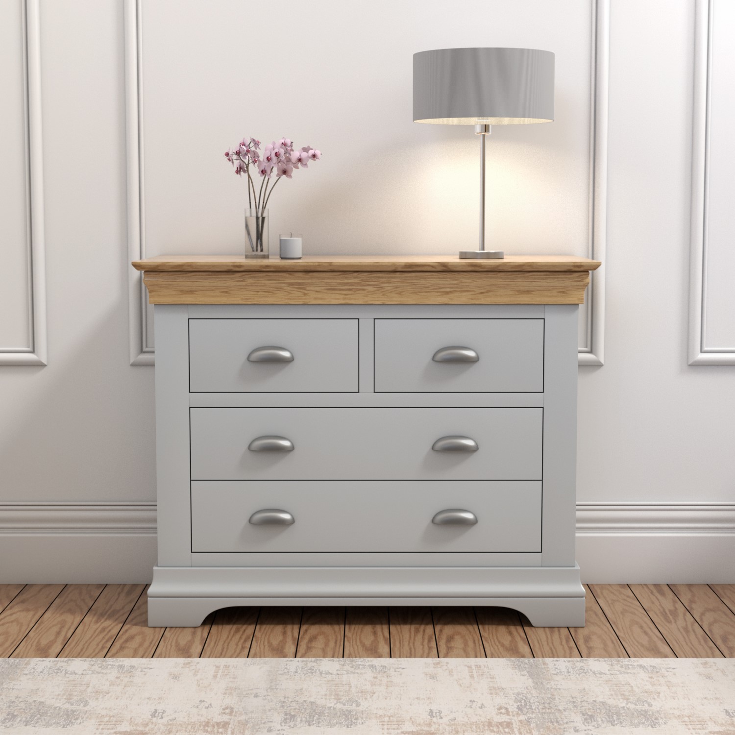 Loire Two Tone 2+2 Chest of Drawers in Grey and Oak - Furniture123