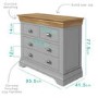 Loire Two Tone 2+2 Chest of Drawers in Grey and Oak