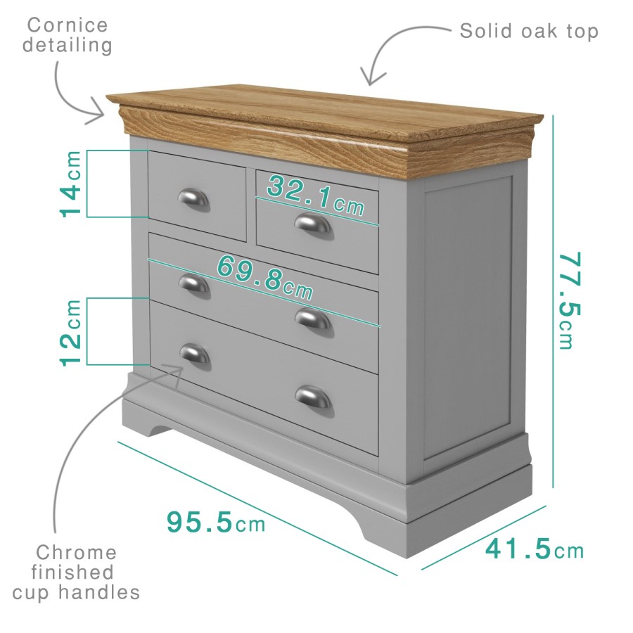 Loire Two Tone 2+2 Chest of Drawers in Grey and Oak