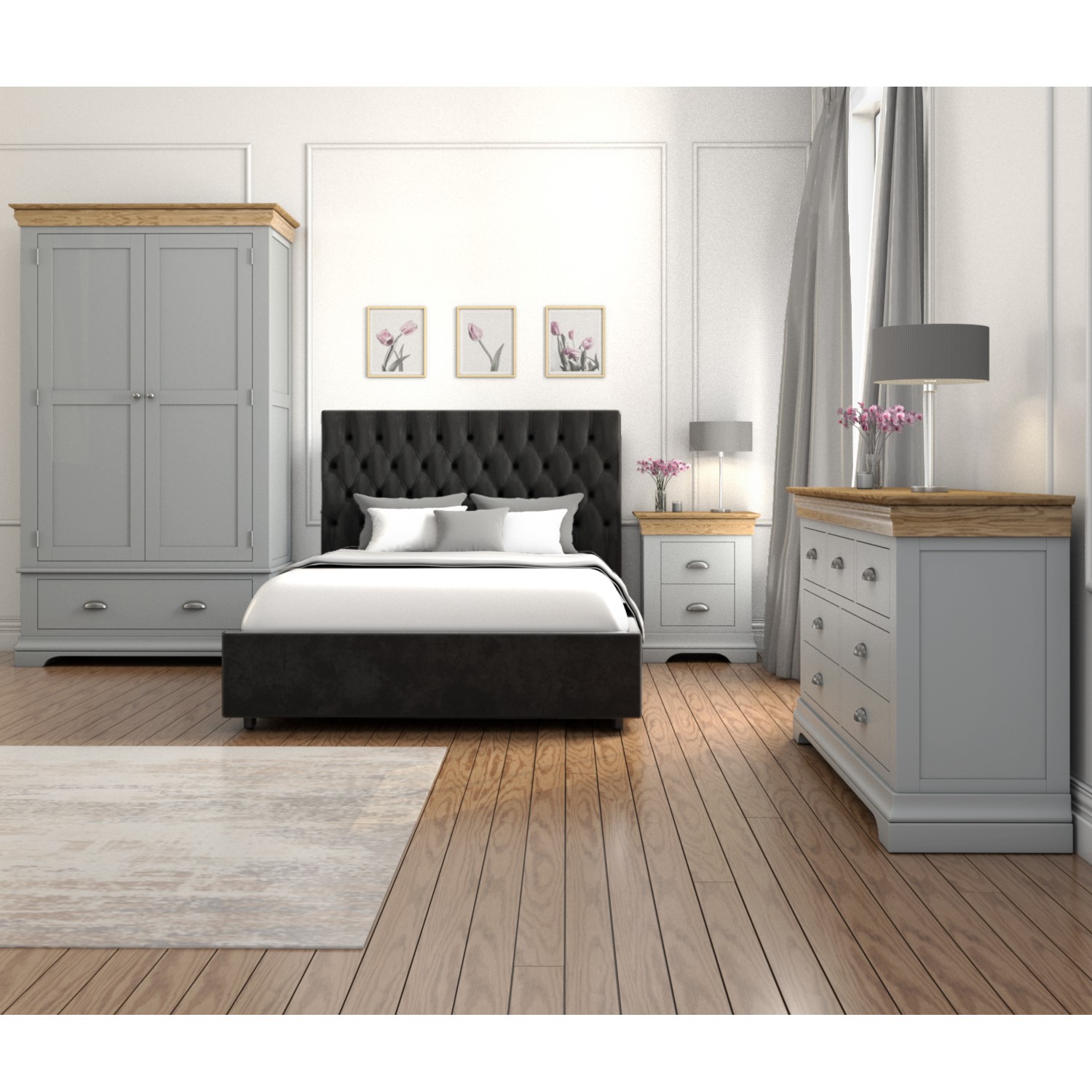 Loire Two Tone 2+2 Chest of Drawers in Grey and Oak - Furniture123