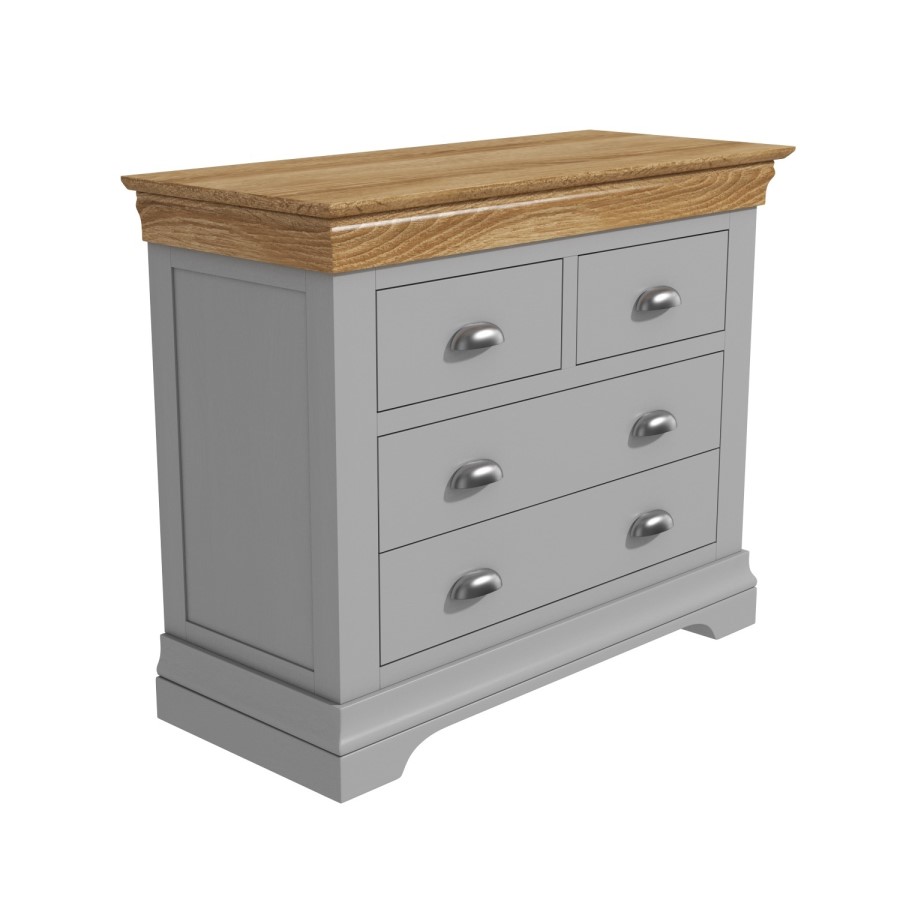 GRADE A3 - Loire Grey and Oak 2+2 Chest of Drawers