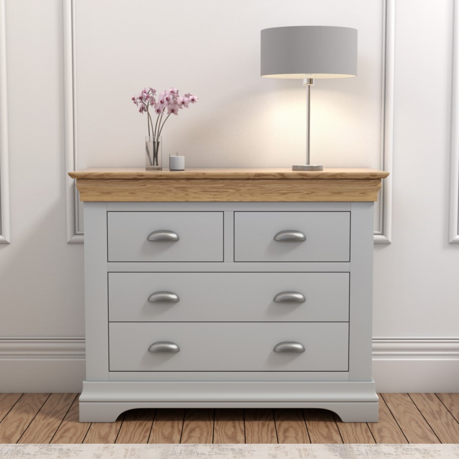 Loire Two Tone 2+2 Chest of Drawers in Grey and Oak