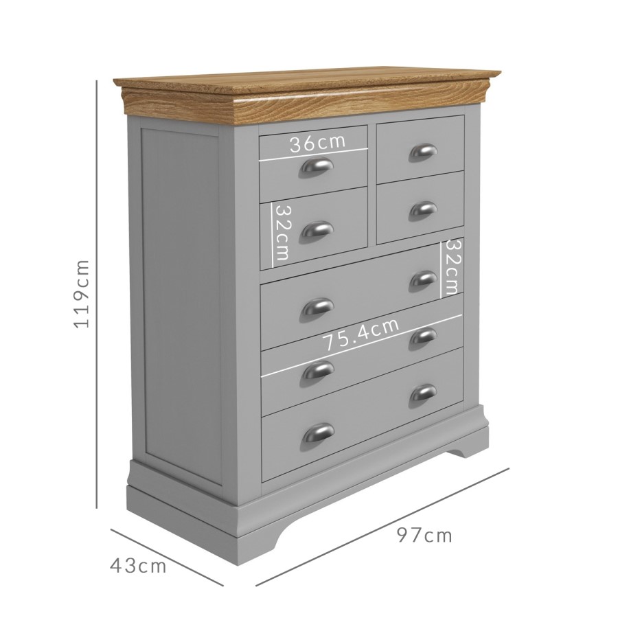 GRADE A1 - Loire Grey and Oak 4 Over 3 Chest of Drawers