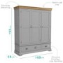 GRADE A1 - Loire Two Tone Triple Wardrobe in Grey and Oak