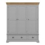 GRADE A1 - Loire Two Tone Triple Wardrobe in Grey and Oak
