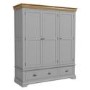 GRADE A1 - Loire Two Tone Triple Wardrobe in Grey and Oak