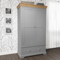 GRADE A1 - Loire Two Tone Double Wardrobe in Grey and Oak