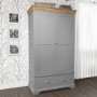 GRADE A1 - Loire Two Tone Double Wardrobe in Grey and Oak