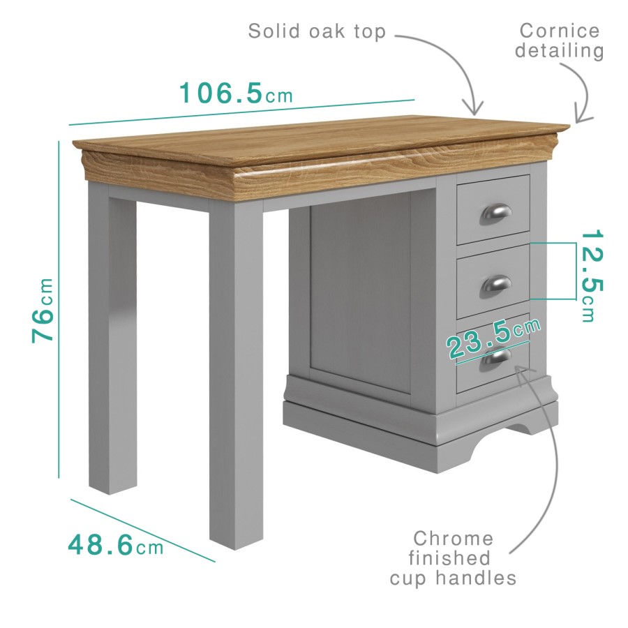 Loire Two Tone Dressing Table in Grey and Oak