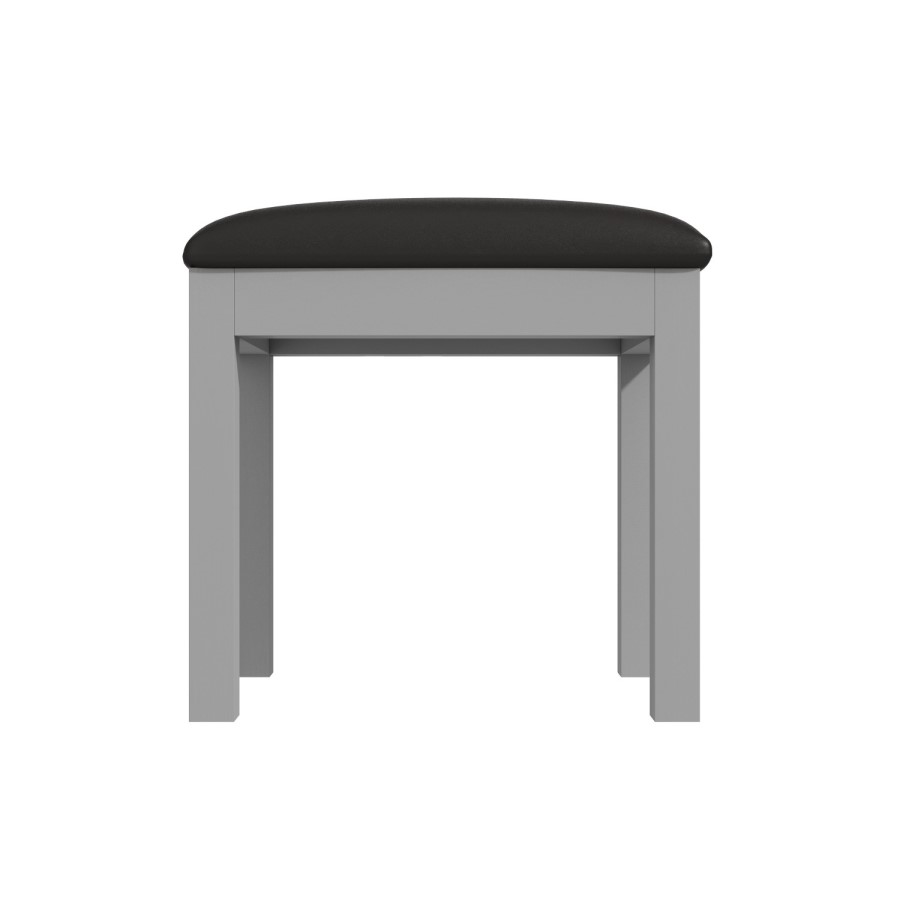 GRADE A1 - Loire Grey Dressing Table Stool Padded Seat in Dark Brown 