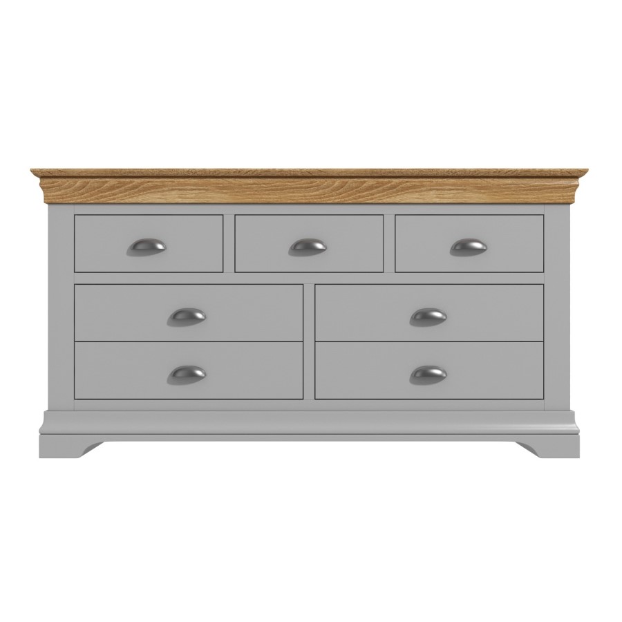 Loire Two Tone Wide Chest of Drawers in Grey and Oak