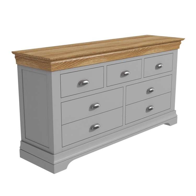 Loire Two Tone Wide Chest of Drawers in Grey and Oak