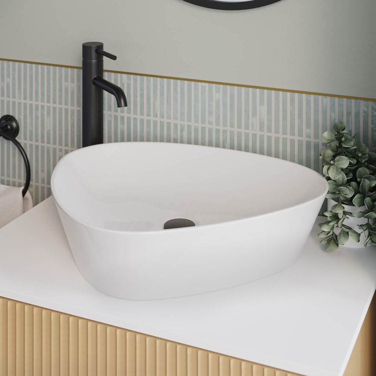 White Triangular Countertop Basin 505mm - Lotus