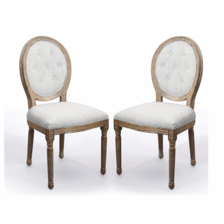 Louis Linen Style Natural Dining Chair