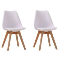 Set of 2 White Dining Chairs - Louvre Set of 2 White Dining Chairs - Louvre