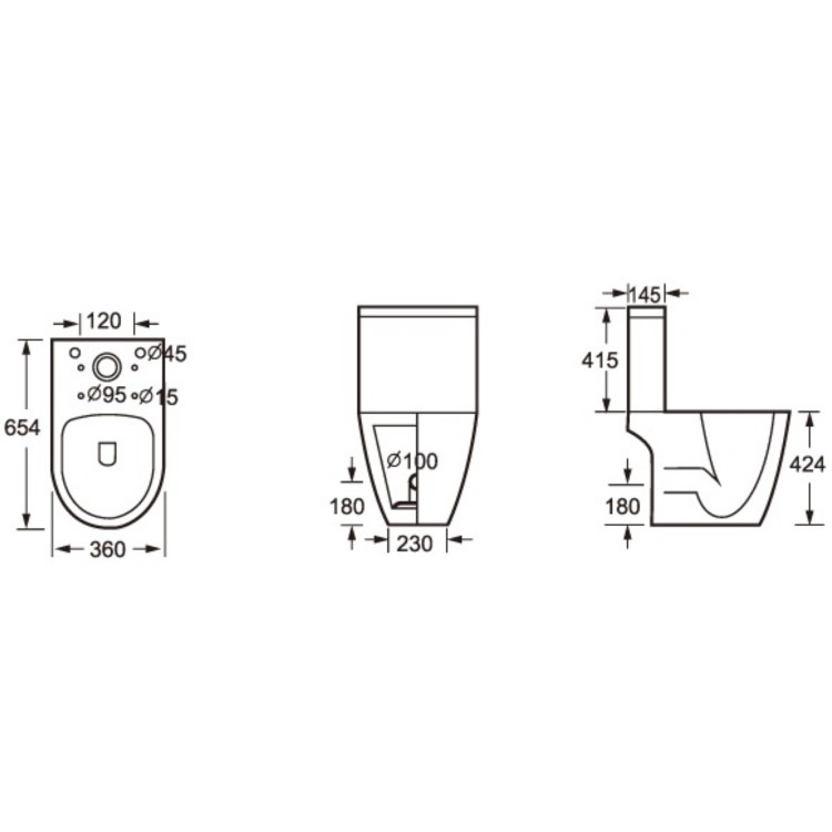 Curve Close Coupled Toilet with Soft Close Seat