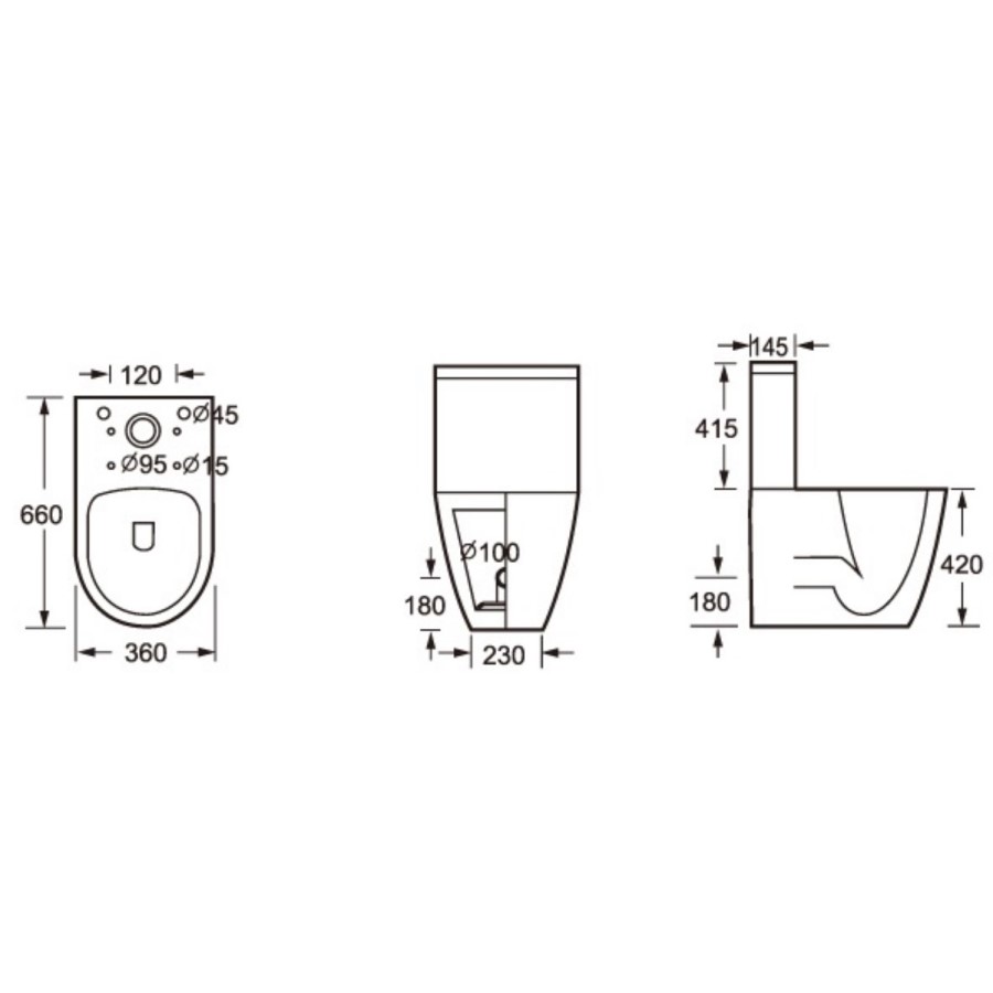 Curve Close Coupled Toilet with Soft Close Seat