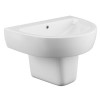 Curve Wall Mount Sink with Semi Pedestal - 1 Tap Hole