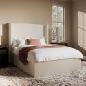 LOXL001D Cream Fabric Double Ottoman Bed with Winged Headboard - Loxley