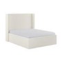 Cream Fabric Double Ottoman Bed with Winged Headboard - Loxley