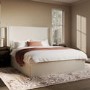 Cream Fabric King Size Ottoman Bed with Winged Headboard - Loxley