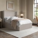 LOXL002D Grey Fabric Double Ottoman Bed with Winged Headboard - Loxley