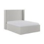 Grey Chenille Double Ottoman Bed with Winged Headboard - Loxley