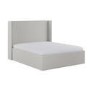 Grey Chenille King Size Ottoman Bed with Winged Headboard - Loxley
