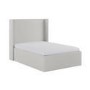 Grey Chenille Small Double Ottoman Bed with Winged Headboard - Loxley