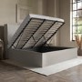 Grey Chenille Super King Ottoman Bed with Winged Headboard - Loxley