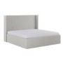 Grey Chenille Super King Ottoman Bed with Winged Headboard - Loxley