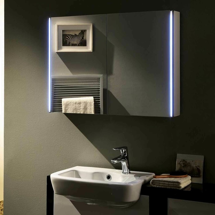 Mirror Cabinet Double Door with LED Lighting - Aries 800mm