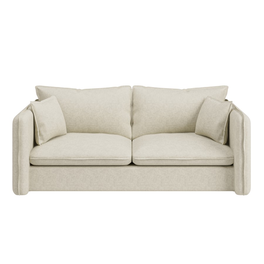 Cream Linen-Look 3 Seater Sofa - Lorelai