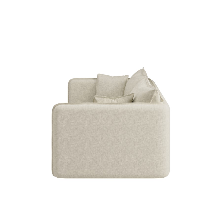 Cream Linen-Look 3 Seater Sofa - Lorelai