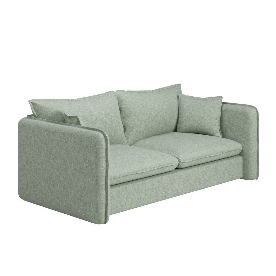 Sage Green Linen-Look 3 Seater Sofa - Lorelai