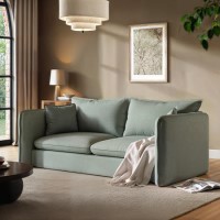 Sage Green Linen-Look 3 Seater Sofa - Lorelai
