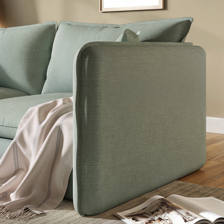 Sage Green Linen-Look 3 Seater Sofa - Lorelai