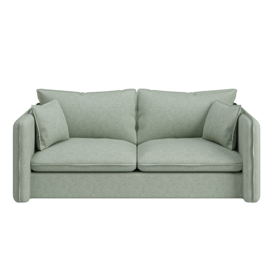 Sage Green Linen-Look 3 Seater Sofa - Lorelai