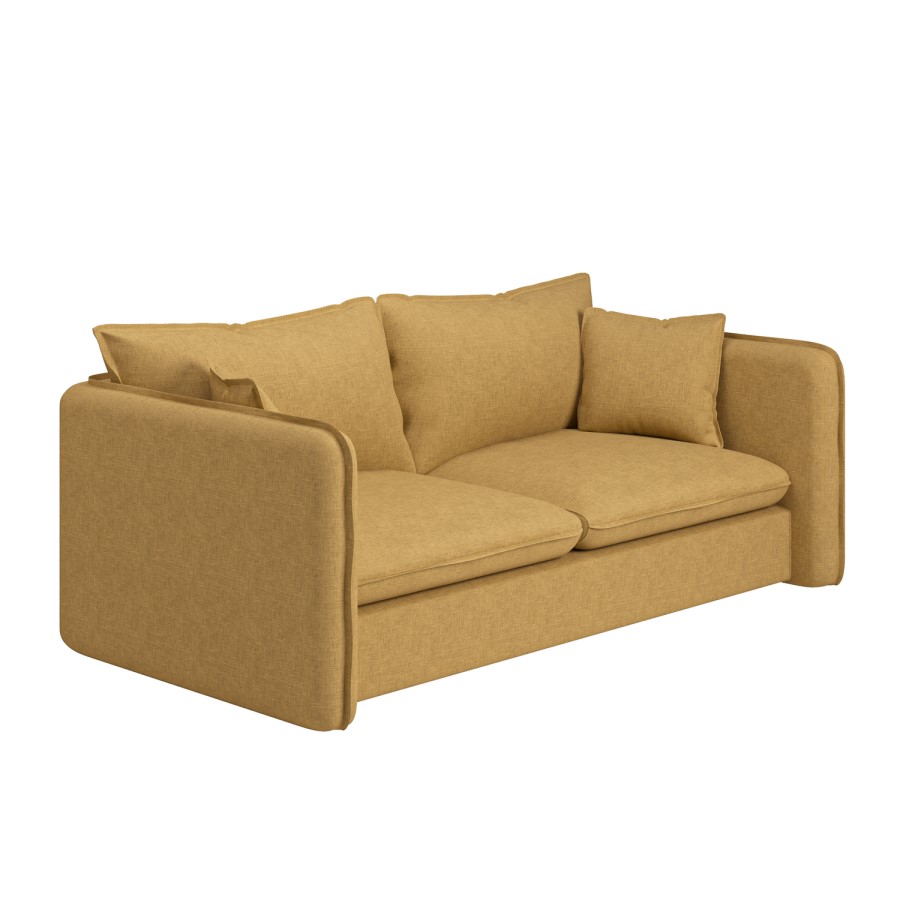 Brown Linen-Look 3 Seater Sofa - Lorelai