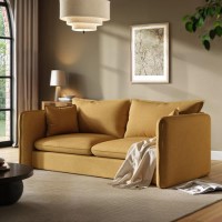 Brown Linen-Look 3 Seater Sofa - Lorelai