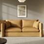Brown Linen-Look 3 Seater Sofa - Lorelai