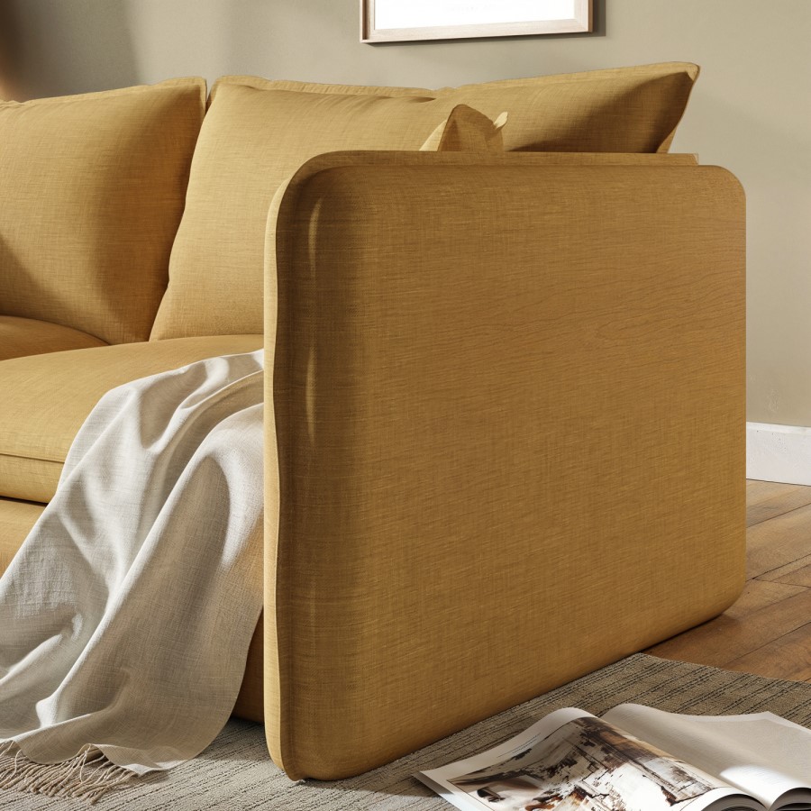 Brown Linen-Look 3 Seater Sofa - Lorelai