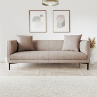 Scandi Beige Faux Leather 3 Seater Sofa - Lorelei