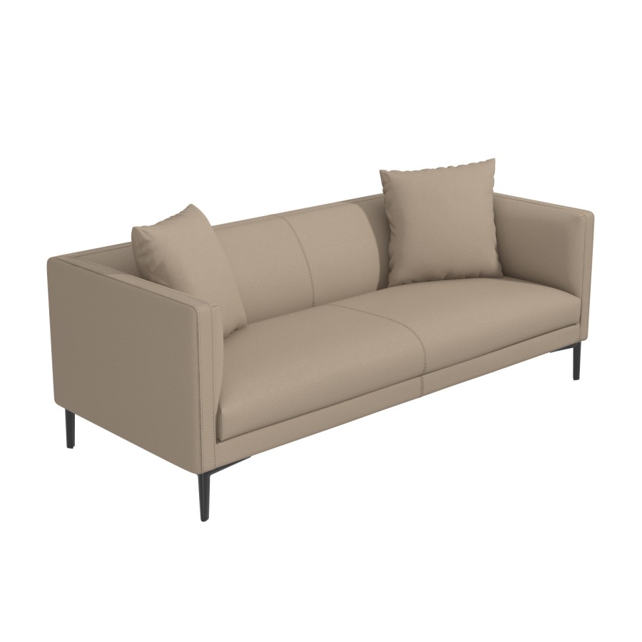 Scandi Beige Faux Leather 3 Seater Sofa - Lorelei