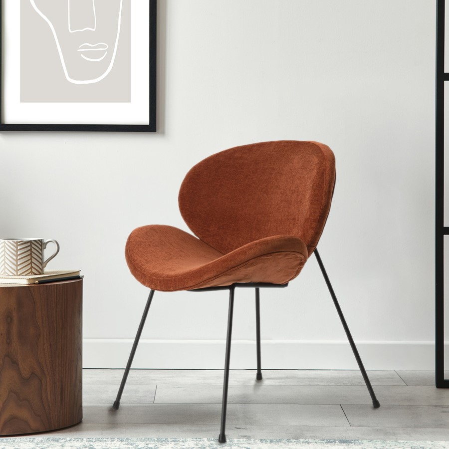Burnt Orange Chenille Fabric Office Chair - Lorla