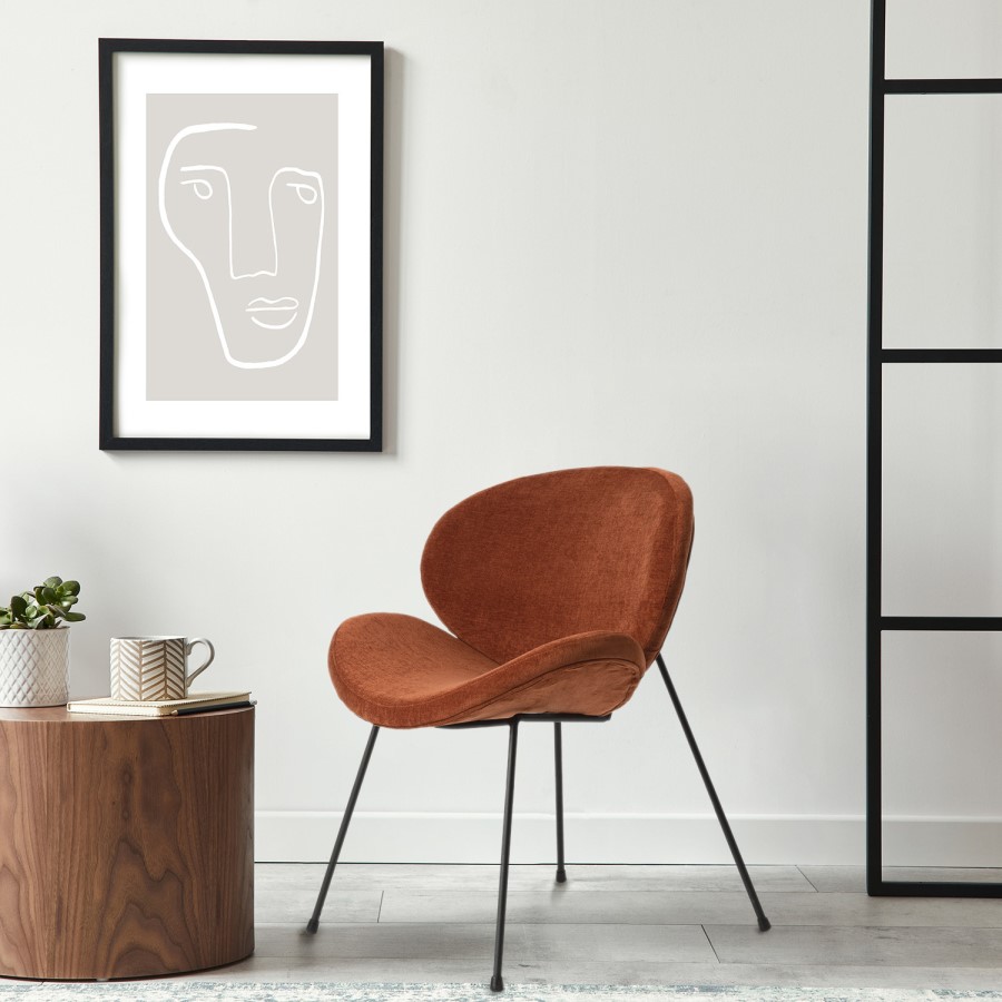 Burnt Orange Chenille Fabric Office Chair - Lorla