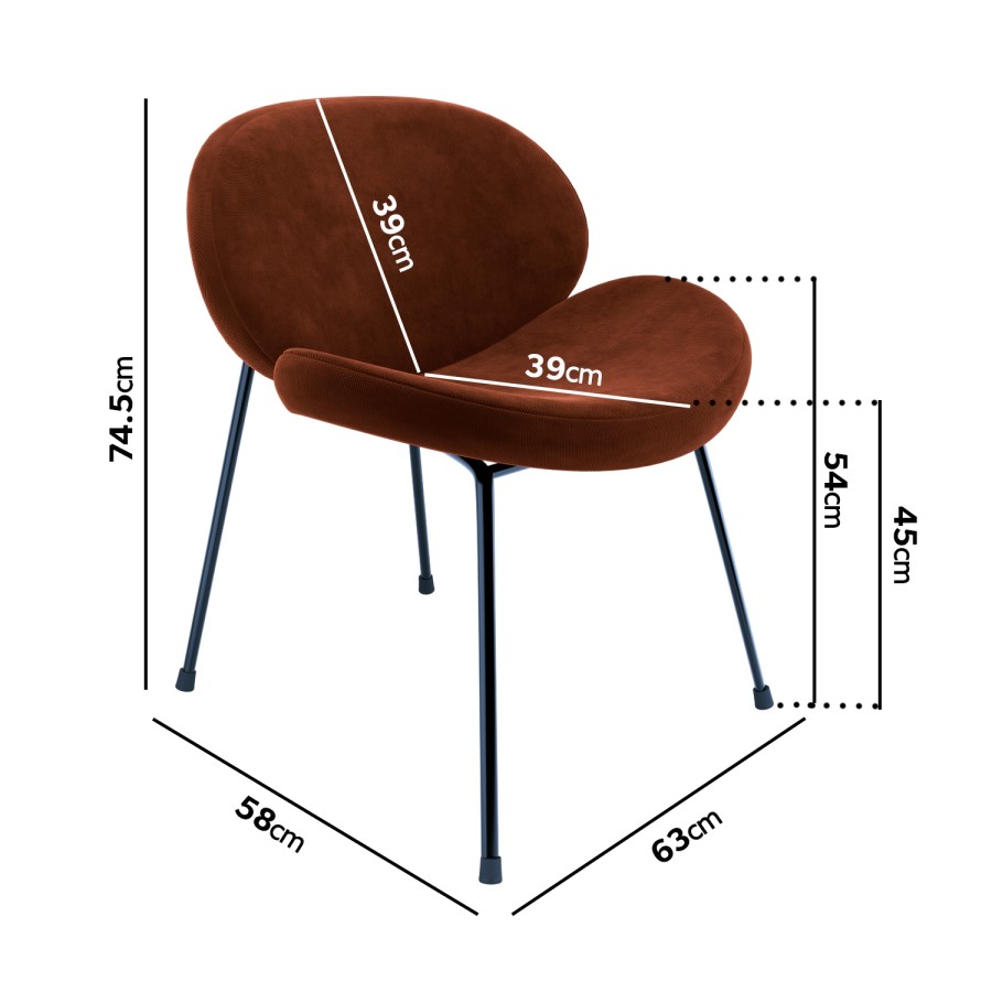 Burnt Orange Chenille Fabric Office Chair - Lorla