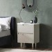 Curved Taupe 2 Drawer Bedside Table with Marble Top - Lorenzo